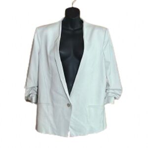 Helmut Lang scrunch sleeve winter white stretch wool blazer size 10